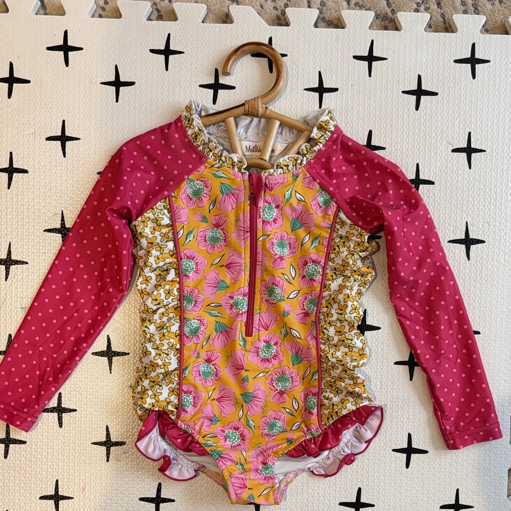 Matilda Jane Girls Rash Guard Swimsuit- UPF 50 + Sun Protection - Picture 7 of 7